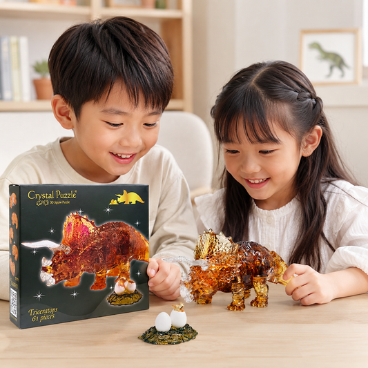 Play N Learn 3D Crystal Puzzle Triceratops | Dinosaur Gift & Brain Teaser