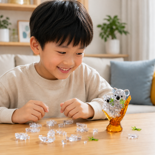 Play N Learn 3D Crystal Puzzle Koala & Baby Gift Set | STEM Jigsaw Brain Teaser