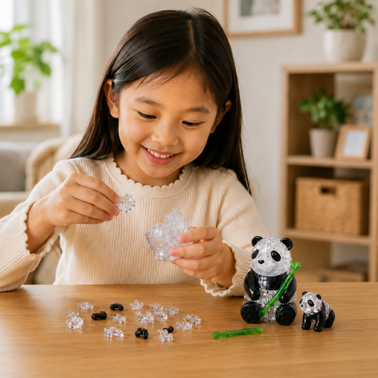 Play N Learn 3D Crystal Puzzle Panda & Baby Set | STEM Jigsaw Brain Teaser