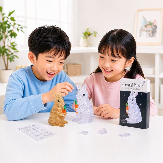 Play N Learn 3D Crystal Puzzle Rabbit Clear/Brown | Jigsaw Brain Teaser & Display Gift