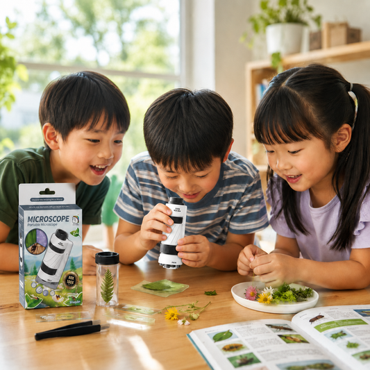 Play N Learn STEM Portable Microscope with 12 Prepared Slides | Science Exploration for Kids (Random Colour)
