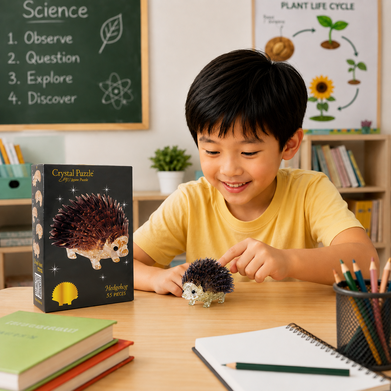 Play N Learn 3D Crystal Hedgehog Gift | Jigsaw Puzzle Building & Spatial Skills