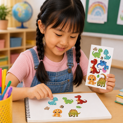 Play N Learn Dinosaur Tattoo Stickers for Kids | Party Gift Pack of 10 Sheets