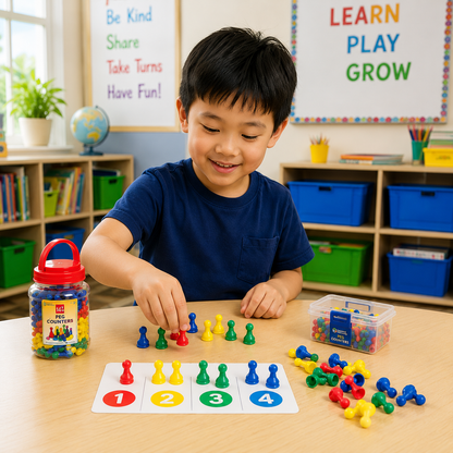 Play N Learn Game Tokens & Counters | Colourful Board Game Pieces for Kids