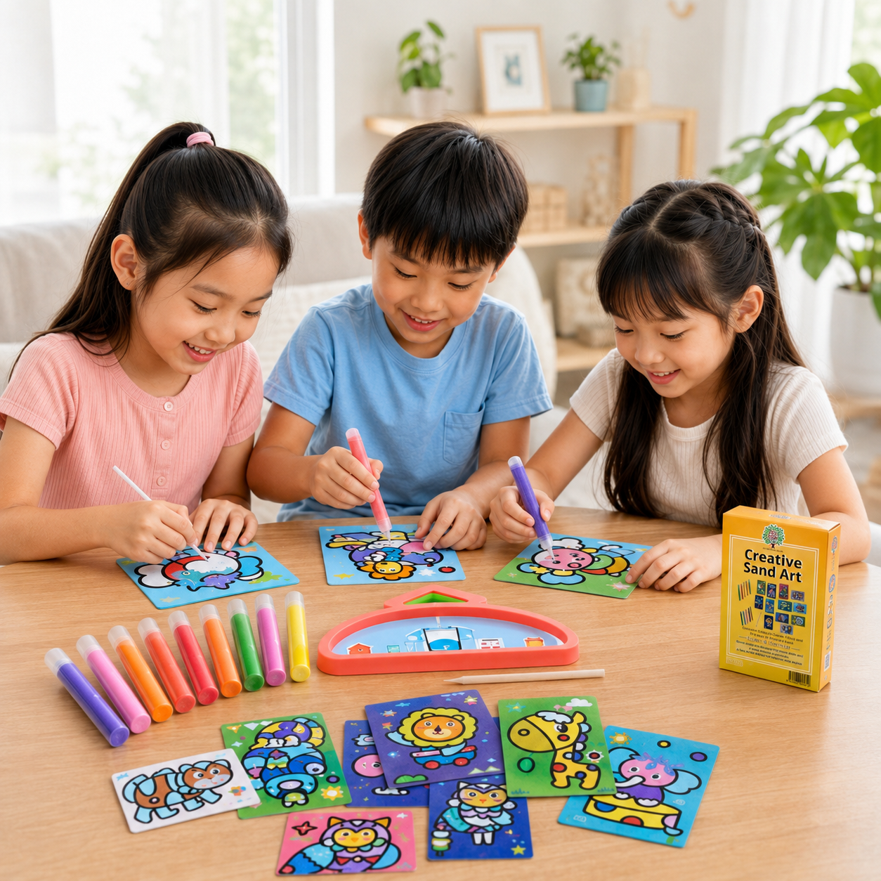 Play N Learn Creative Sand Art Kit with Coloured Sand Tubes | DIY Craft for Kids (Box)