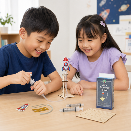 Play N Learn STEM Air Powered Rocket Launcher Science Kit for Kids | Physics Experiments