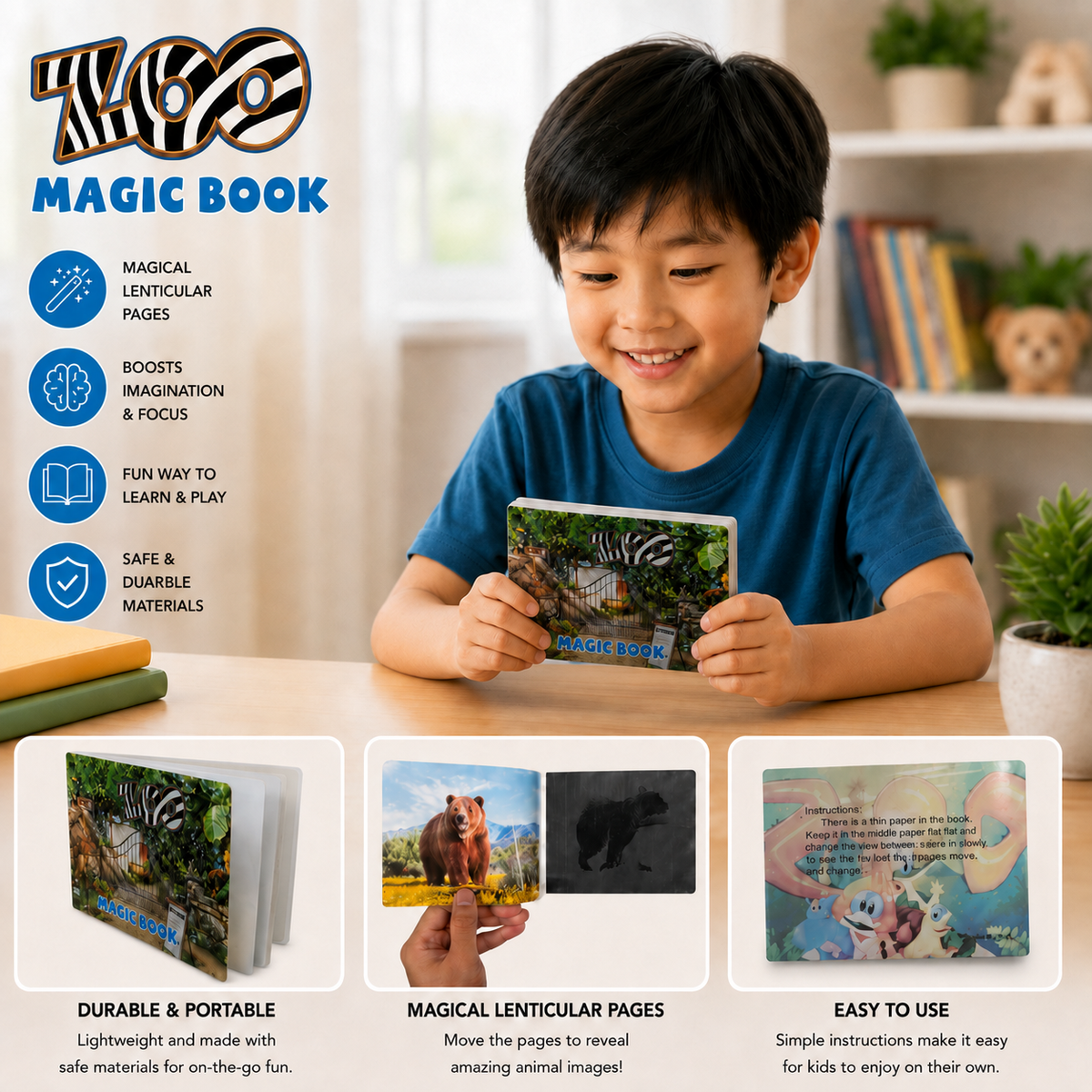 Play N Learn Optical Illusion Magic Moving Picture Book | Visual Science for Kids