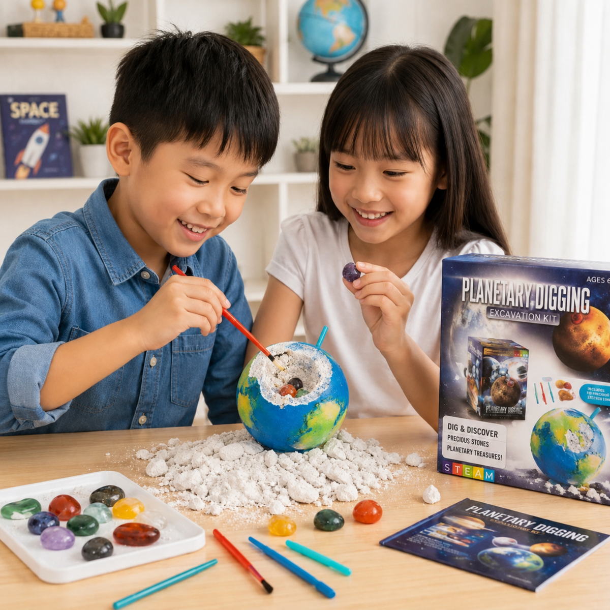 Play N Learn STEAM Planet Exploration & Excavation Crystal Gem Kit | Geology & Planetary Science