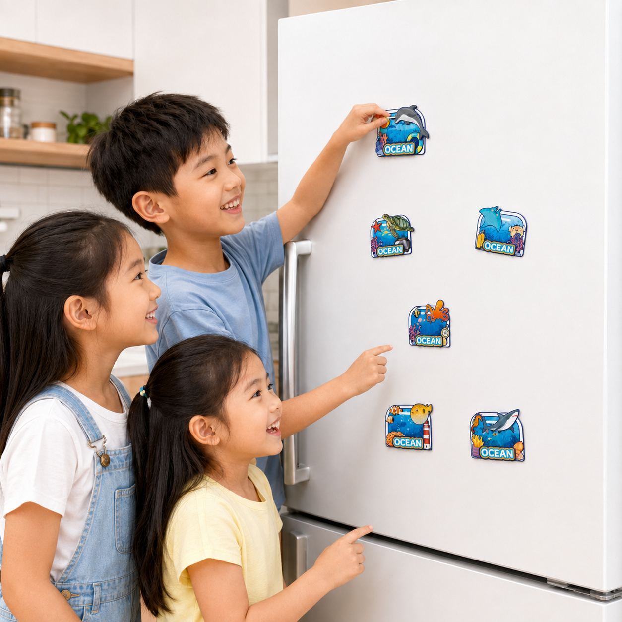 Play N Learn Funny Fridge Magnets Moveable Sea Animals | Sliding Ocean Fidget Fun