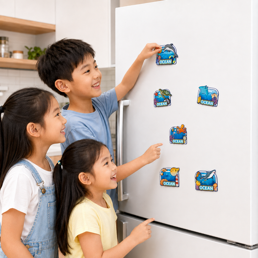 Play N Learn Funny Fridge Magnets Moveable Sea Animals | Sliding Ocean Fidget Fun