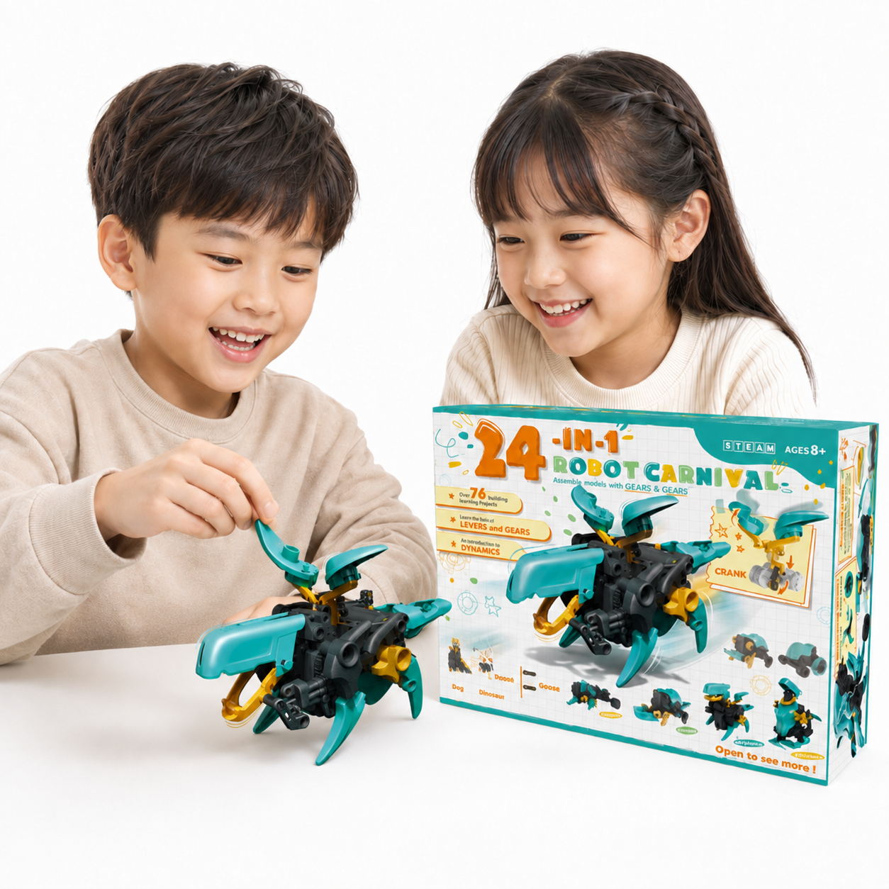 Play N Learn STEM 24-in-1 Self-Assembly Robot Kit | DIY Robot Carnival Building Toy