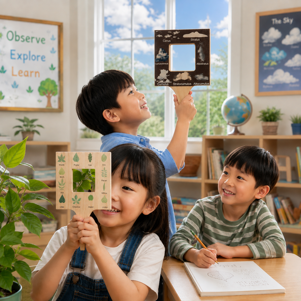 Play N Learn Wooden Leaf & Cloud Finder | Nature Identification Tool for Kids