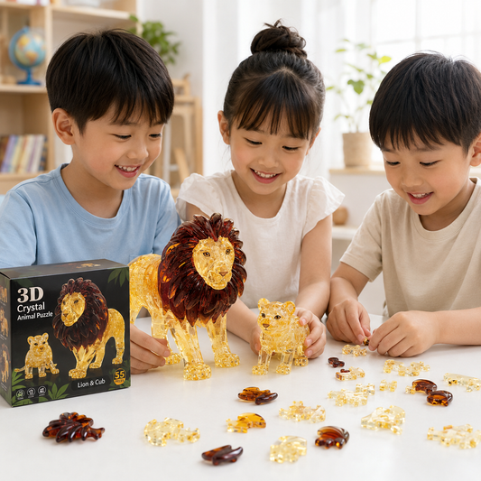 Play N Learn 3D Crystal Puzzle Lion and Cub | Parent & Baby Gift Set