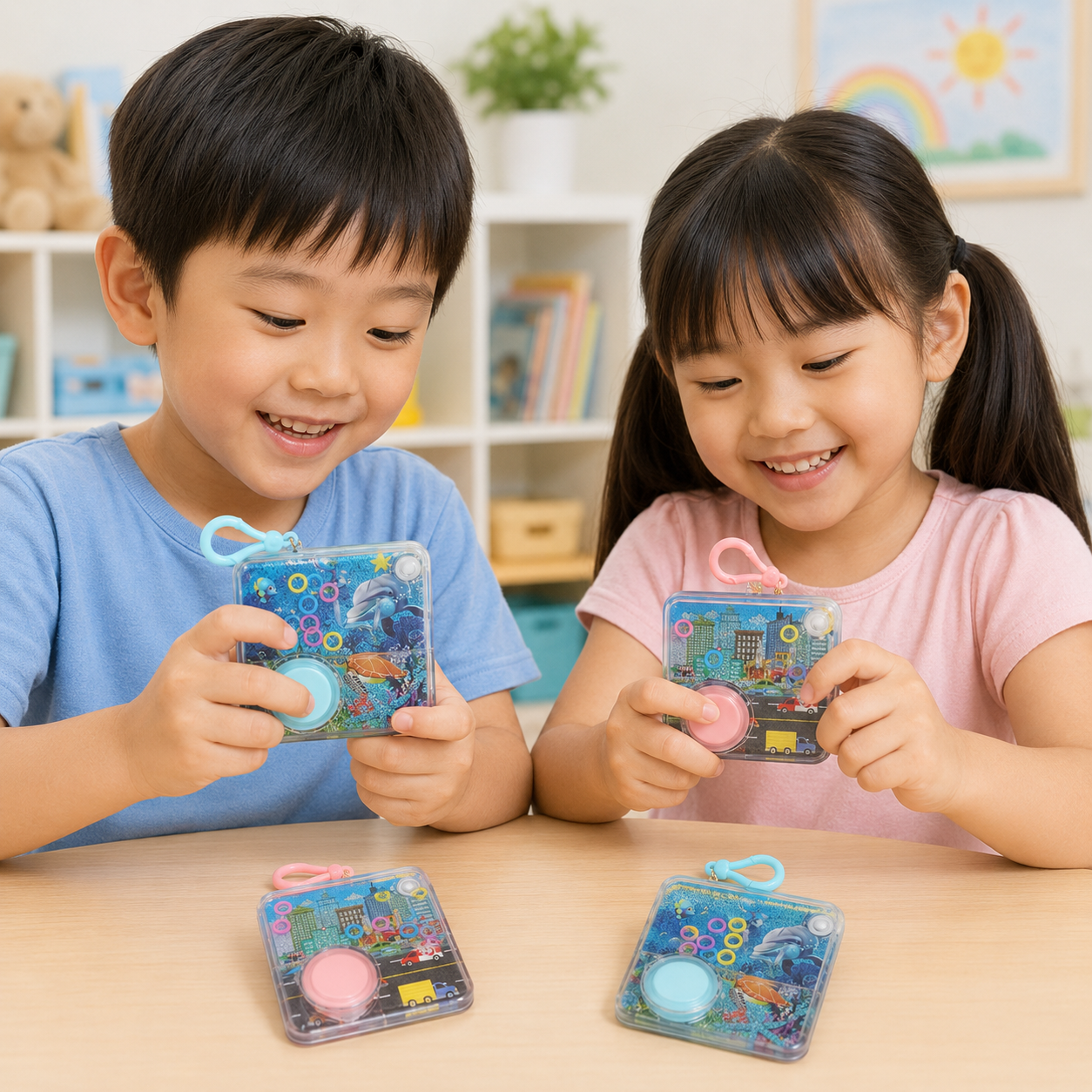 Play N Learn Fun Water Game with Keychain | Party Gift 3pcs Set (Random Designs)