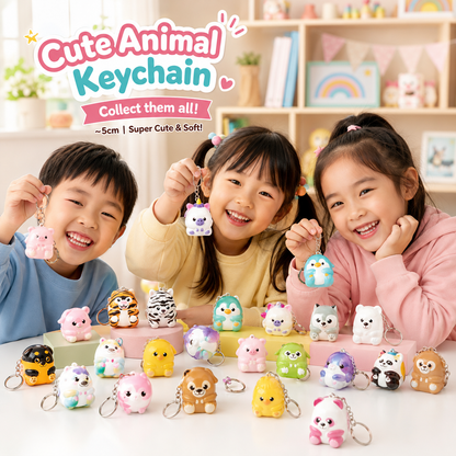 Play N Learn Fidget Stress Squishy Mini Animal Keychain | 3pcs Set (Random Designs)