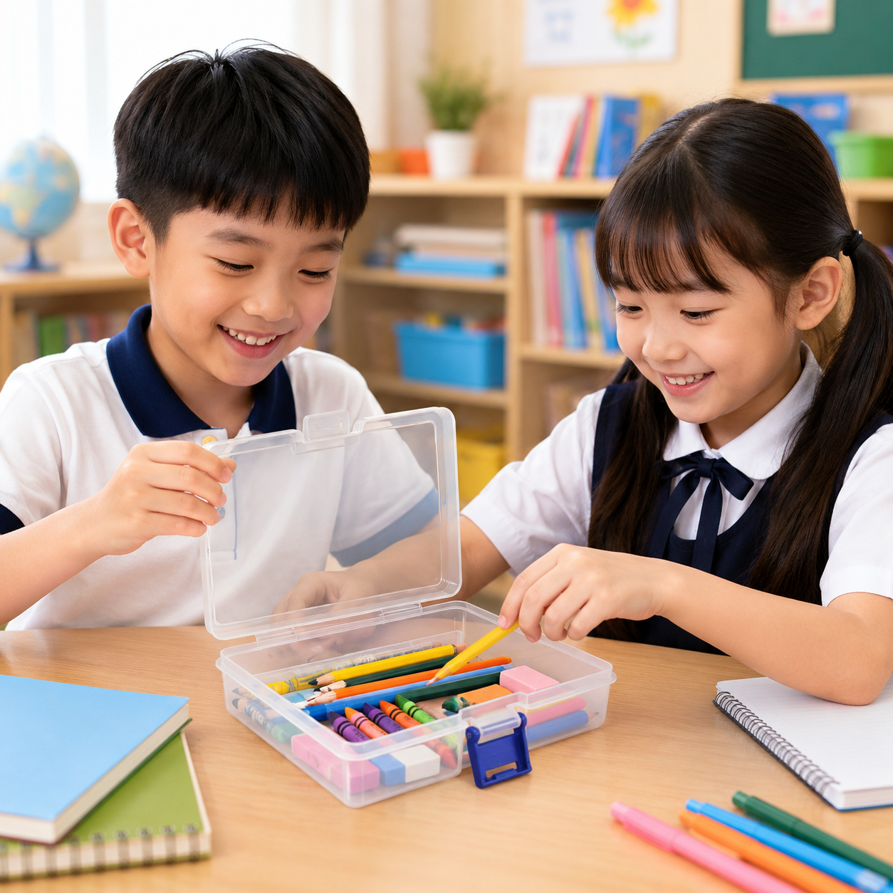 Play N Learn Plastic PVC Hard Box with Clip | Handy Storage Case