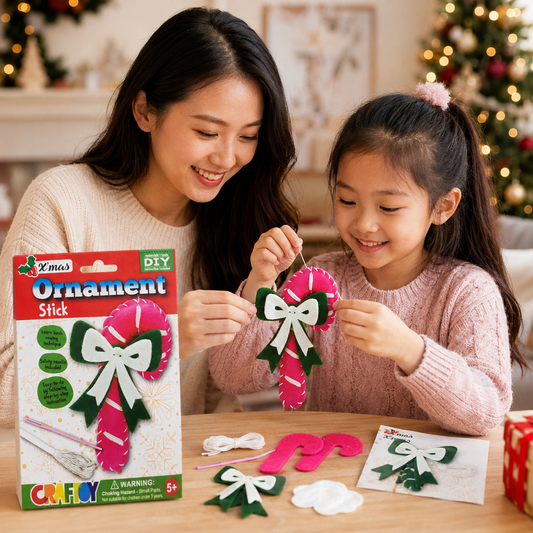 Play N Learn Art & Craft Christmas Candy Stick Ornament DIY Kit | Festive Craft Fun