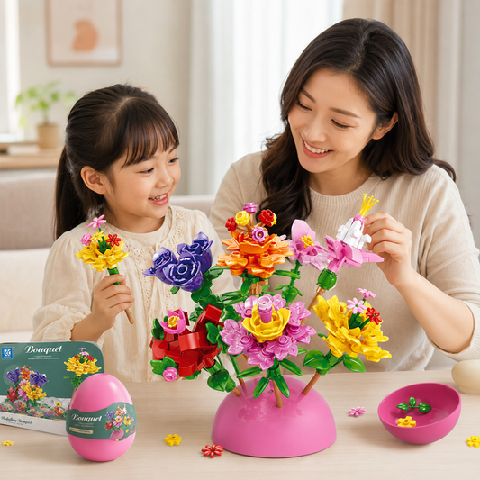 Play N Learn Build Your Own Creative Bricks Flower Design Kit | DIY Building Party Gift