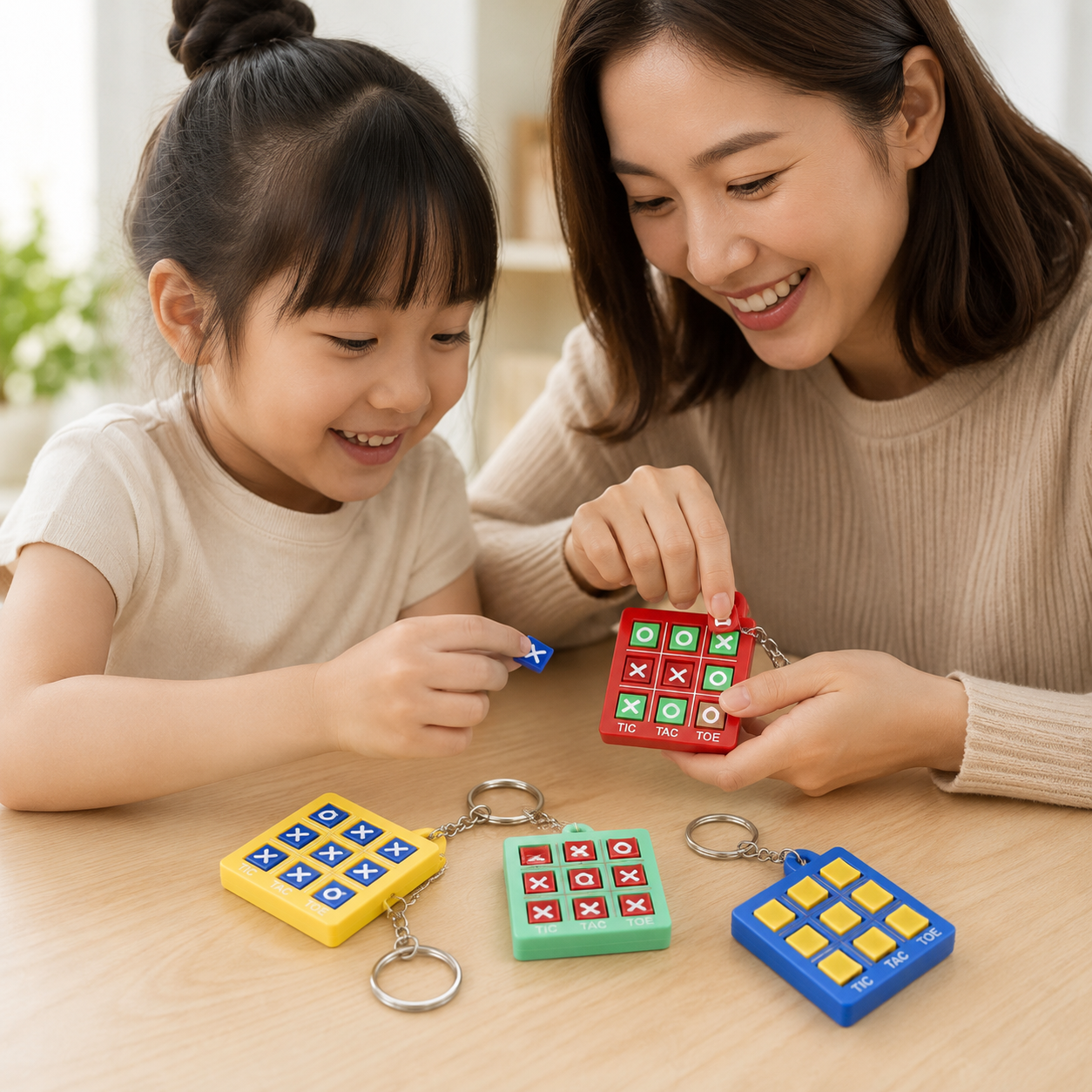 Play N Learn Brain Teaser Tic Tac Toe Keychain | Portable Party Gift (Random Colour) 1 Piece