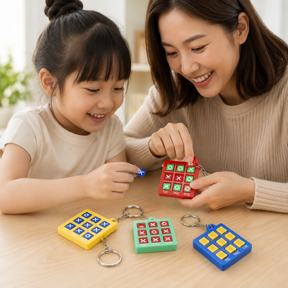 Play N Learn Brain Teaser Tic Tac Toe Keychain | Portable Party Gift (Random Colour) 1 Piece