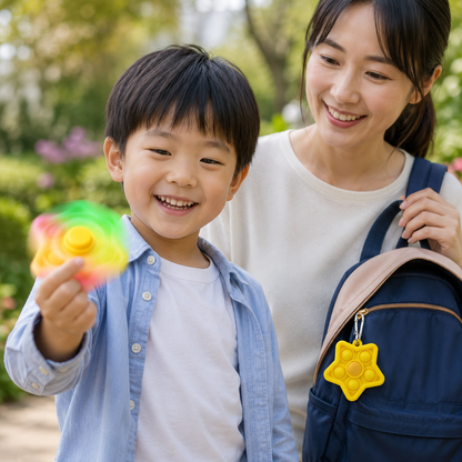 Play N Learn IQ Pop Bubble Fidget Spinner with Keychain | Party Gift Toy (Random Colour) 1 Piece