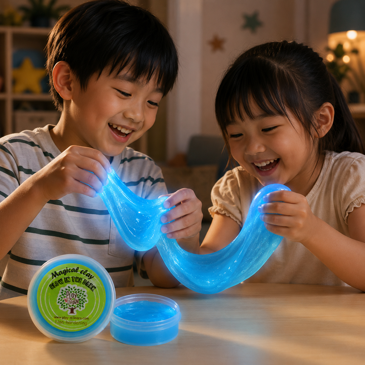 Play N Learn Magical Clay Glow In The Dark Putty Blue | Imaginative Party Gift