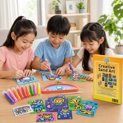 Play N Learn Creative Sand Art Kit with Coloured Sand Tubes | DIY Craft for Kids (Box)