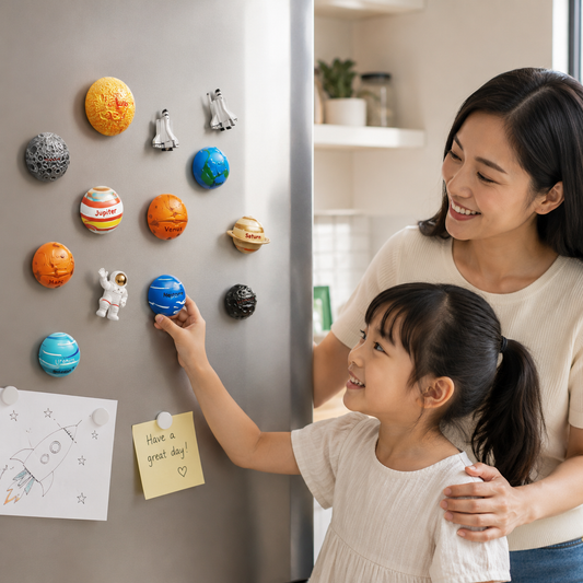 Play N Learn Ceramic Solar System Magnet | Planet Astronaut Asteroid Assorted Designs