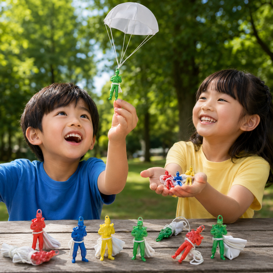 Play N Learn Toy Parachute Paratrooper Soldier | Party Gift (Pack of 10, Random Colours)