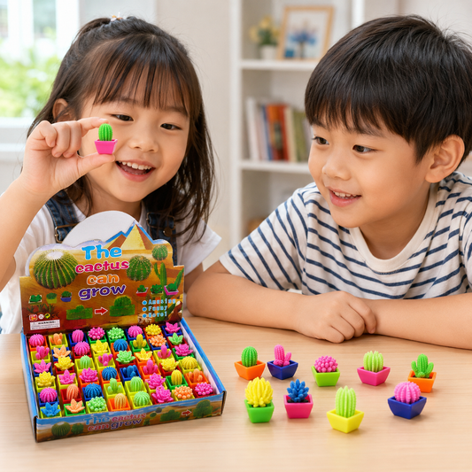 Play N Learn Growing Cactus Science Educational Toy | Party Gift (4 Pieces Per Pack, Random Colours)