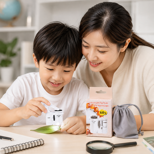 Play N Learn Pocket Microscope 60X | Handheld Mini Microscope with LED & UV Light