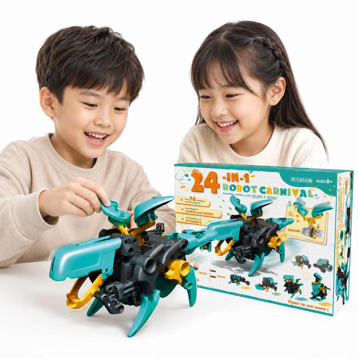Play N Learn STEM 24-in-1 Self-Assembly Robot Kit | DIY Robot Carnival Building Toy