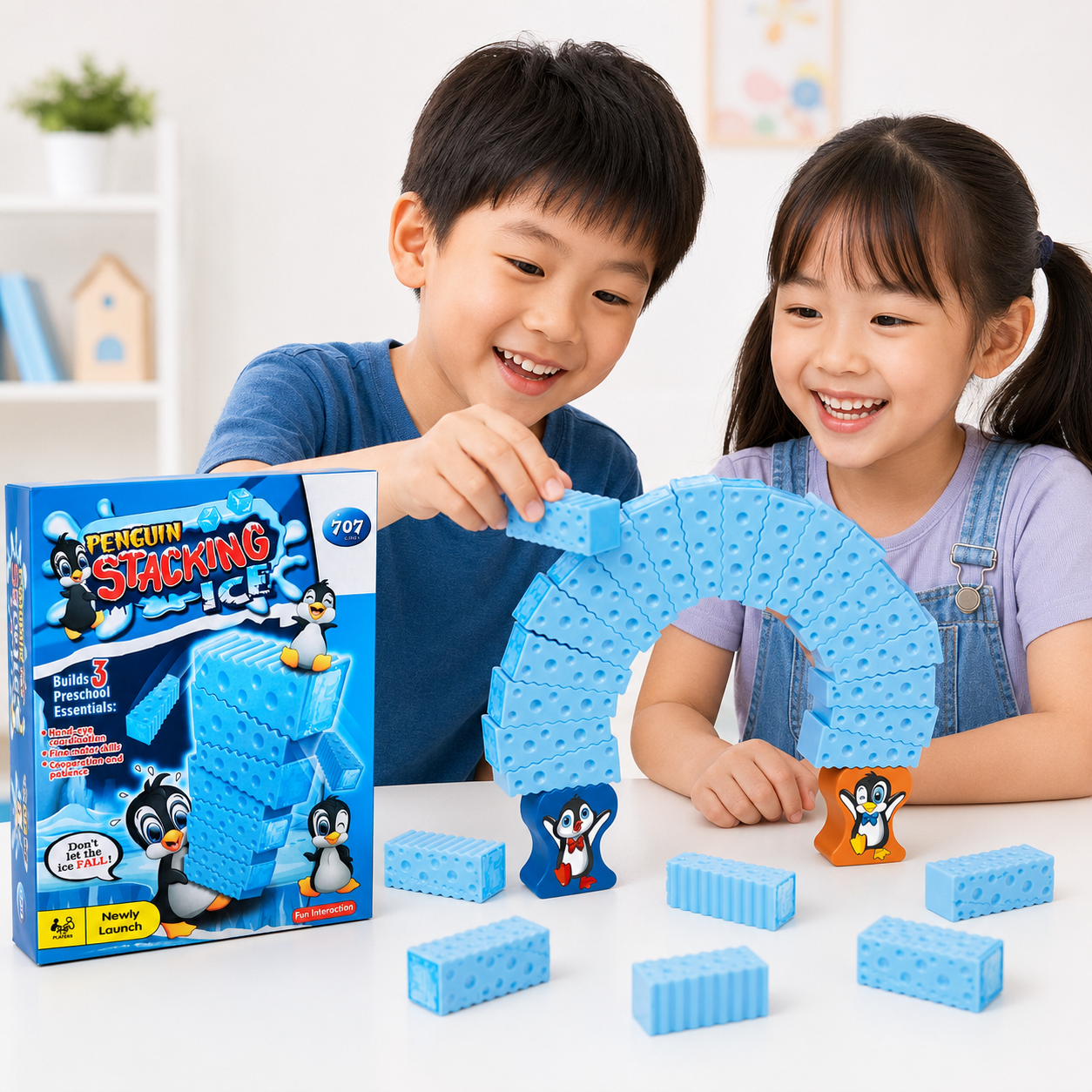 Play N Learn 707 Penguin Stacking Game | 3-in-1 Balancing Game for 1-4 Players