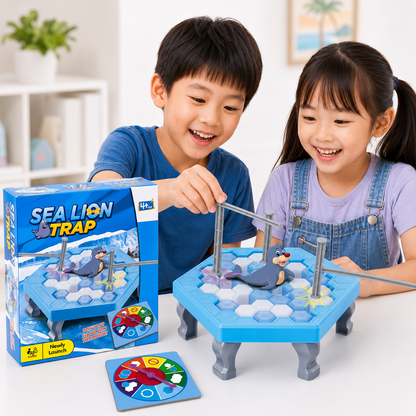 Play N Learn 707 Sea Lion Trap Ice Blocks Game | Strategy & Quick Thinking Game for 2+ Players