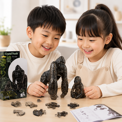 Play N Learn 3D Crystal Puzzle Gorilla & Baby Gift Set | Jigsaw Brain Teaser & Display Gift