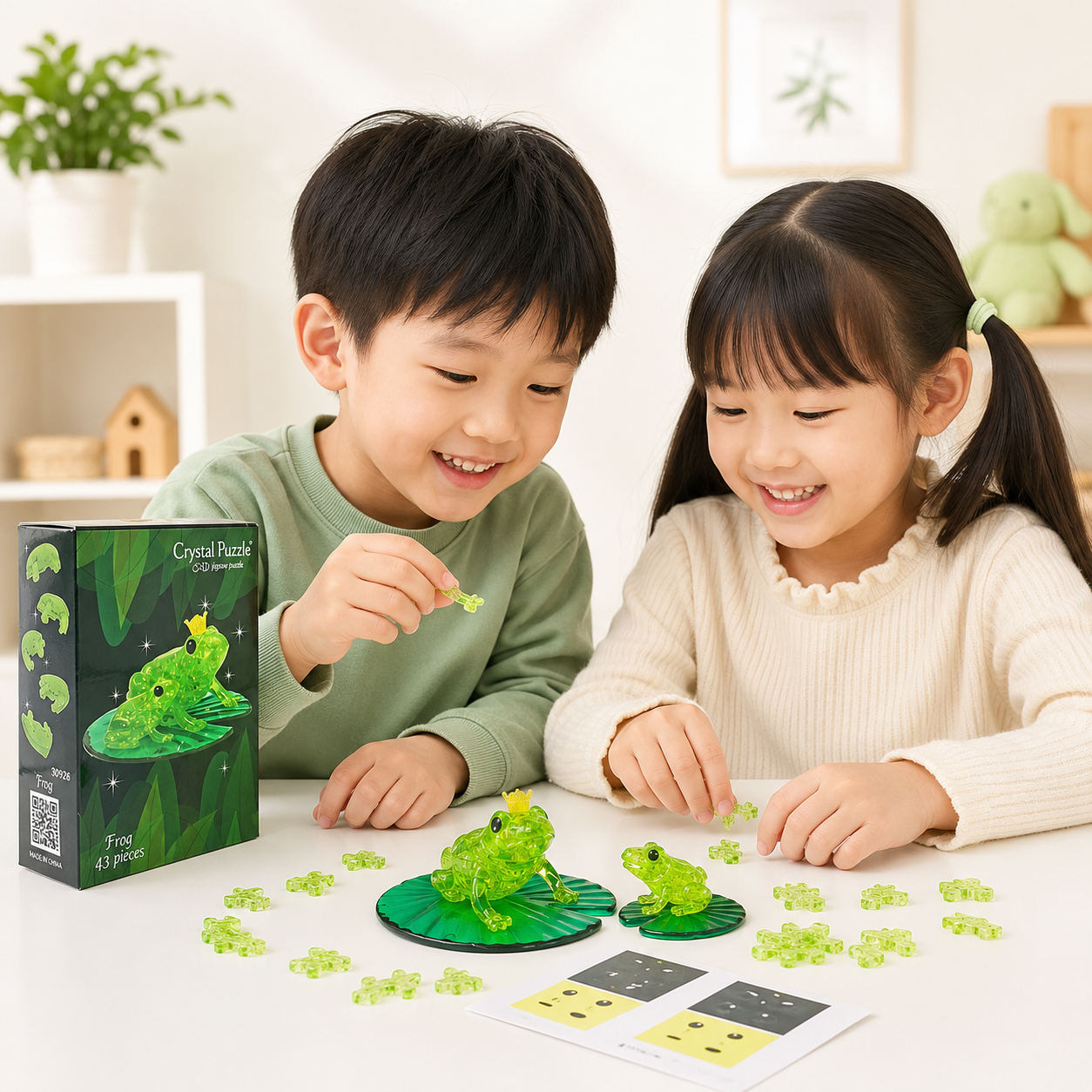 Play N Learn 3D Crystal Puzzle Frog Mummy & Baby Gift Set | Jigsaw Brain Teaser & Display Gift
