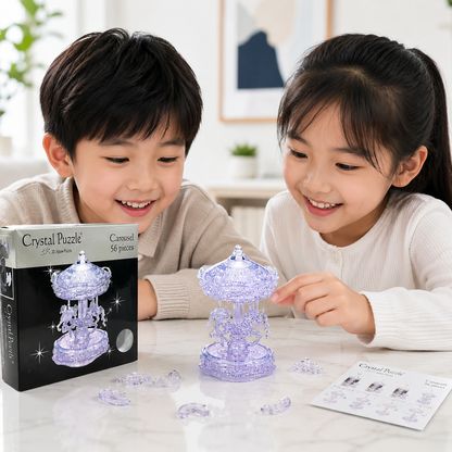 Play N Learn 3D Crystal Puzzle Clear Carousel | Spinning Jigsaw Brain Teaser & Display Gift