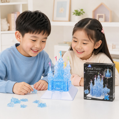 Play N Learn 3D Crystal Puzzle Grand Dark Blue Castle | Deluxe Jigsaw Brain Teaser & Display Centrepiece
