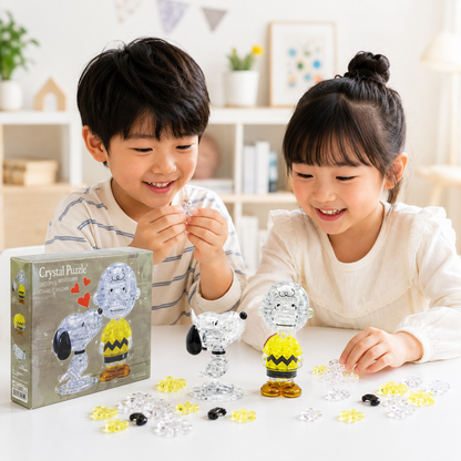 Play N Learn 3D Crystal Puzzle Snoopy and Charlie Brown | Deluxe Jigsaw Brain Teaser & Display Gift