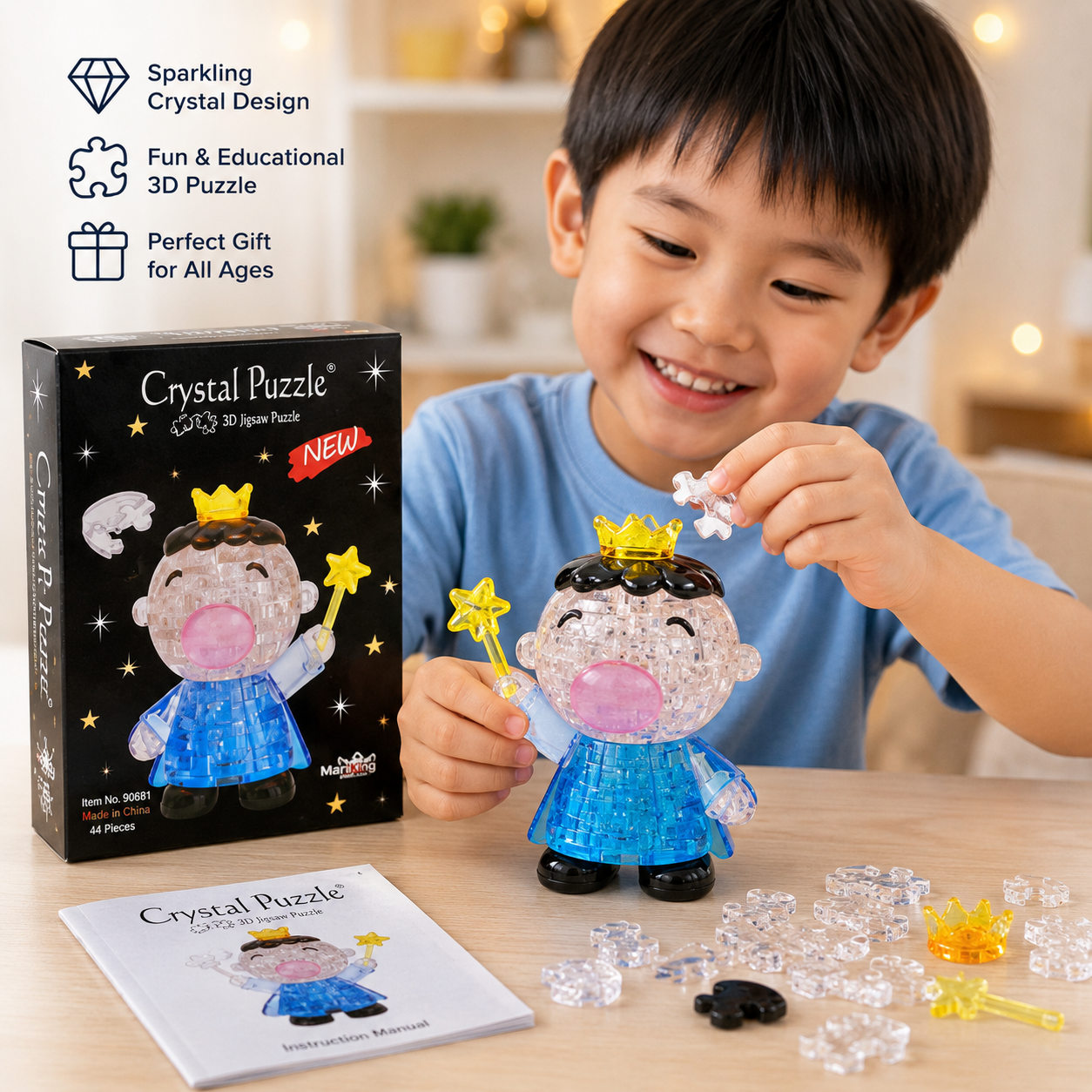 Play N Learn 3D Crystal Puzzle Sanrio Minna No Tabo | Jigsaw Brain Teaser & Display Gift