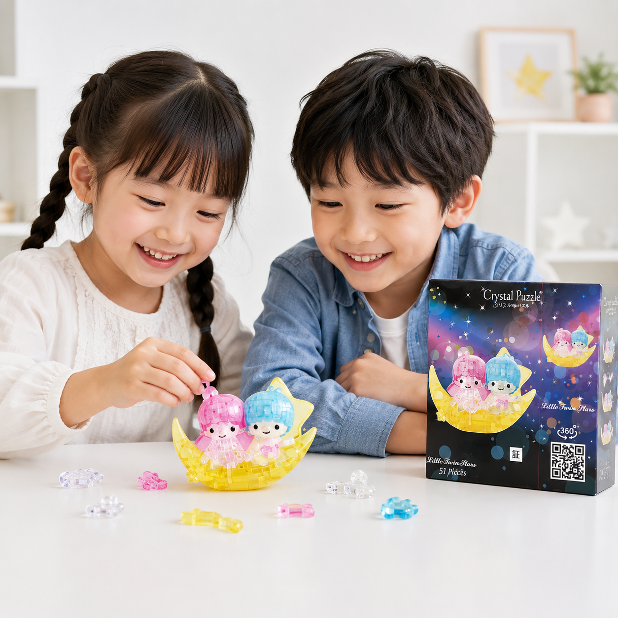 Play N Learn Sanrio Little Twin Stars Moon 3D Crystal Puzzle – 51-Piece Display Model
