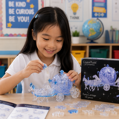 Play N Learn 3D Crystal Royal Carriage Blue | Jigsaw Puzzle Building & Spatial Skills