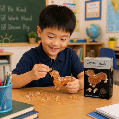 Play N Learn 3D Crystal Dachshund | Jigsaw Puzzle Building & Spatial Skills