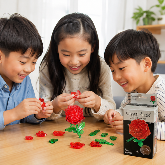 Play N Learn 3D Crystal Puzzle Red Rose | Romantic Gift & Brain Teaser