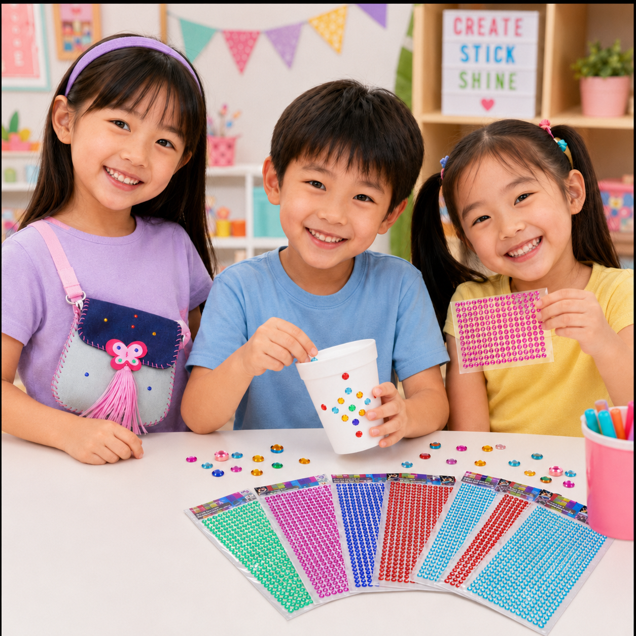 Play N Learn Craft Gem Stickers 1 Sheet | Sparkly Party Fun & Craft Decoration