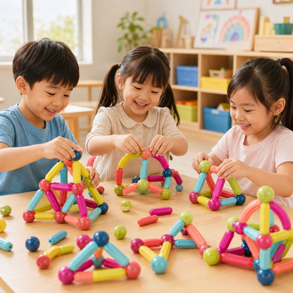 Play N Learn Magnetic Building Block Tiles | STEM Construction Toy for Kids