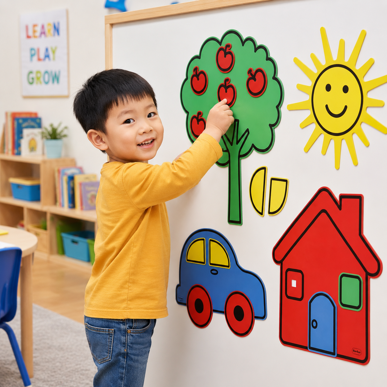 Play N Learn Shapes, Colours & Common Objects Poster | Preschool Learning Resource