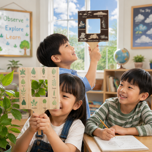 Play N Learn Wooden Leaf & Cloud Finder | Nature Identification Tool for Kids