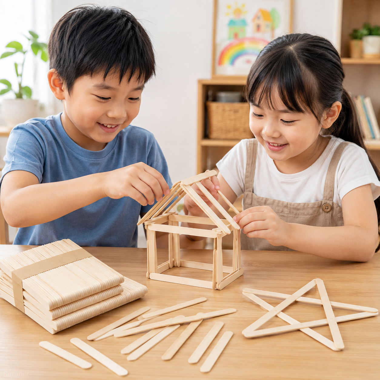 Play N Learn Wooden Ice Cream Sticks | Creative Arts & Craft (50pcs)