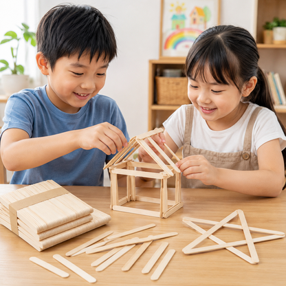 Play N Learn Wooden Ice Cream Sticks | Creative Arts & Craft (50pcs)